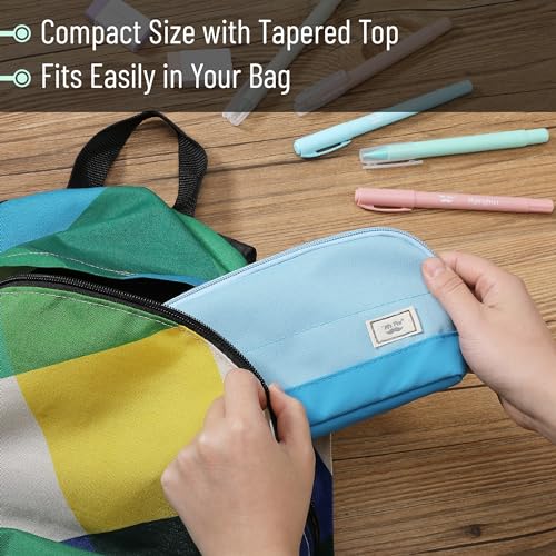 Mr. Pen- Wide-Opening Pencil Case, Triangle Design - color: Blue