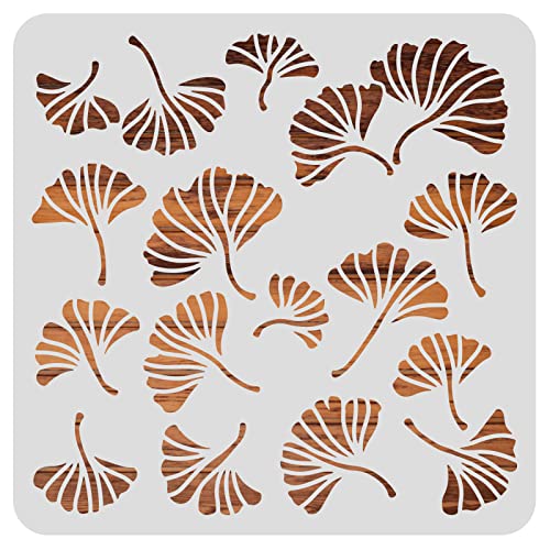 BENECREAT Ginkgo Leaves Drawing Stencils, 12x12inch Autumn Tree Leaf Painting Templates for Scrapbooking, Fabric, Floor Furniture, Wall Art
