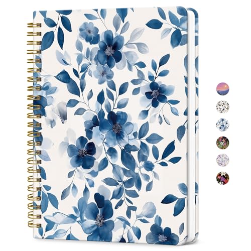ZOTIA Lined Spiral Journal for Women, A5 Pretty Hardcover Notebook for Work, School & Office Writing, Aesthetic Writing Journal College Ruled, 140 Pages, 5.8" x 8.3", Watercolor Petal - color: F-Watercolor Petal