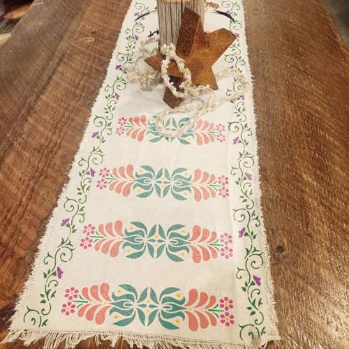 Corner Border Stencils for Crafts, Mexican Flower Floral Lace Furniture Stencils for Painting on Wood Reusable Wood Burning Drawing Art Paint Patterns for Wall Cookie Canvas Floor(Border) - style: border