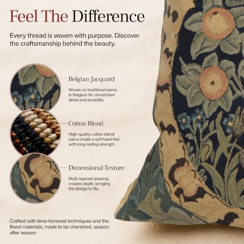 William Morris Orange Tree III Tapestry Boho Throw Pillow Cover 18x 18 in - color: Orange Tree III