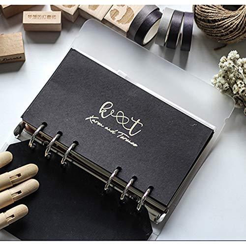 Harphia A7 Planner Refill Pocket 6 Ring Binder Blank Paper Black, Agenda Refill 40 Sheets 100gsm Black Plain Paper 3.23 x 4.92 inches - color: Black Blank, size: A7