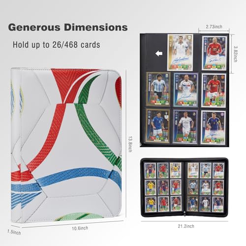 Soccer Card Binder 468 Pockets Waterproof Trading Cards Storage - color: Soccer, size: 468