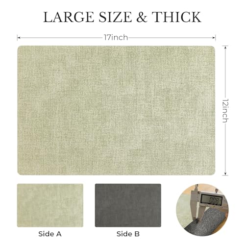 Romanstile Vinyl Placemats Set of 6, Reversible Faux Leather Wipeable Table Mats - color: Grey-grass Green, size: PCS6