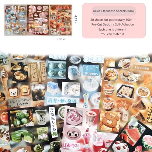 500+ Japanese Stickers Book for Scrapbooking Supplies,20 Sheets Food Theme Kawaii Japanese Stickers Book for Bullet Journaling,Junk Journal,Notebook,Planner,Calandar(Treasury of Culinary Time2) - color: Bliss