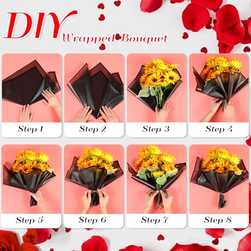 Ctosree 240Sheets Flower Wrapping Paper,Waterproof Korean Bouquet Wrap 23in - color: Black