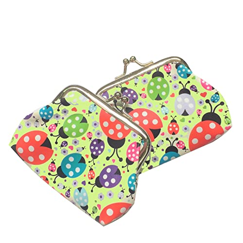 Lovely Beetles Pattern Coin Purse- Mini Beetle Design Clasp Pouch Wallet Key Bags Money Bag, Perfect Gifts for Girls Purses Women Wallets Buckle Party Favors - color: black
