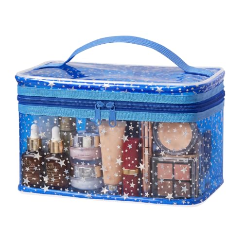 Star Clear Makeup Bag, Waterproof Travel Cosmetic Bag Toiletry bag,DarkBlue - color: Dark Blue