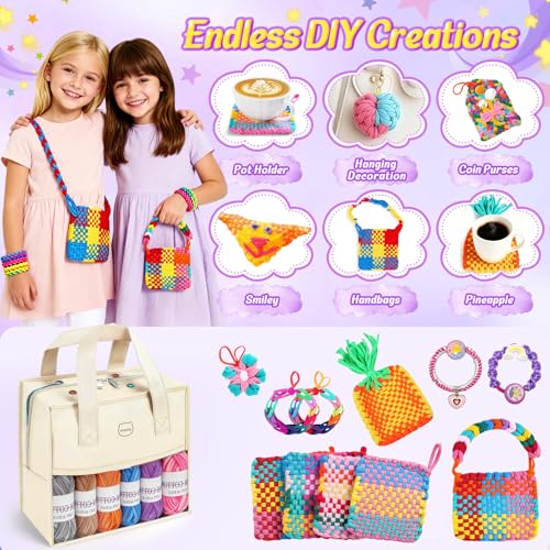 633Pcs Weaving Loom Kit with Pompom Maker, Storage Bag & Crochet Hooks