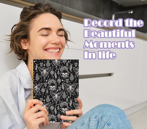 Welshower Dark Academia Gothic Skeleton Butterfly Spiral Notebook Journal, Mystical Fantasy Witchy Notebook, Occult Goth Skull Floral Moth Journal, Gothic Office Supplies, 5.5x8.3 Inch - color: Gothic Notebook 01