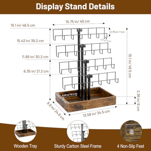 Nuovoware Greeting Card Display Stand, 4-Tier, Retro Brown