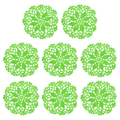 uxcell Fabric Coasters, 8pcs 4" - Cotton Woven Crochet Doilies, Lace Embroidery Cup Mat with Floral Pattern for Wedding Party Decoration (Green) - color: Green