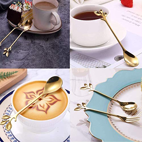 12Pack Stainless Steel Creative Coffee & Dessert Spoons, 4.8 Inches (Gold, Style 3) - color: Gold,Style 3