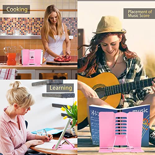 Camelmother Metal Book Stand Adjustable Book Holder for Reading - color: Full Pink