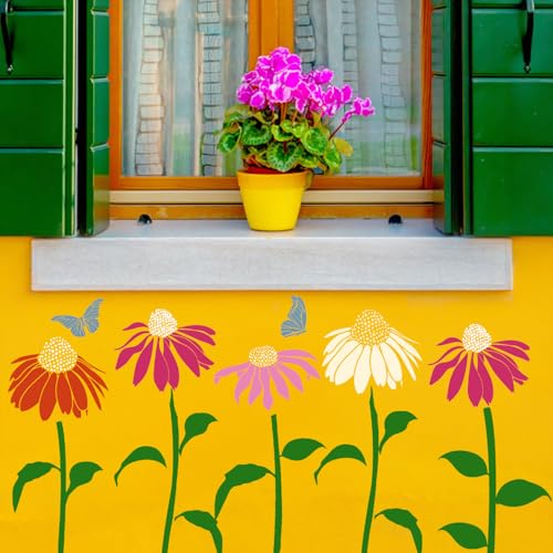Large Flower Stencils for Painting Cone Flower Stencils for Walls - style: Coneflower
