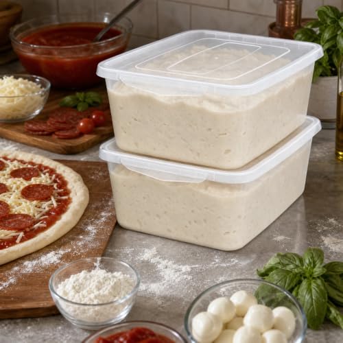2-Pack Stackable Pizza Dough Proofing Box, Airtight Dough Tray