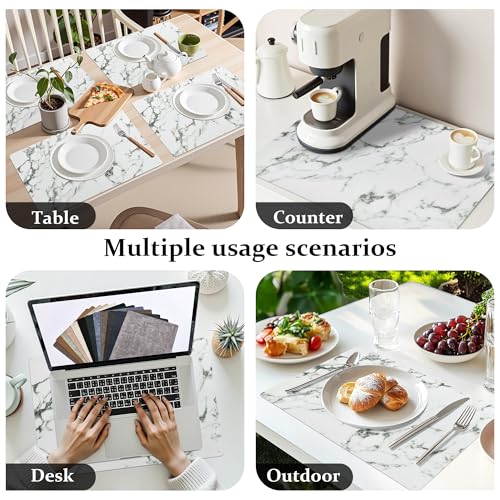 FROMHEART Faux Leather PU Placemats Set of 6 (Marble,11.8" x 17") - color: Marble, size: Set of 6