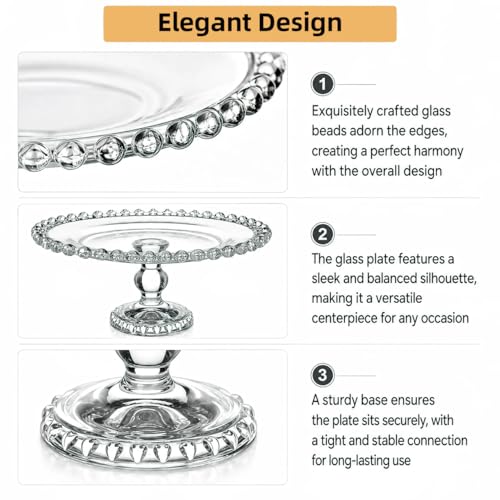 OUNONA Crystal Glass Fruit Tray, 19.5 cm (7.67 inch) Decorative Serving Platter for Kitchen Counter Afternoon Tea and Parties, Elegant Snack and Dessert Display Tray