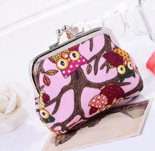 Lovely Owls Pattern Coin Purse- Mini Owl Design Clasp Pouch Wallet Key Bags Money Bag, Perfect Present for Purses Women Girls Wallets Buckle Party Favors - color: purple