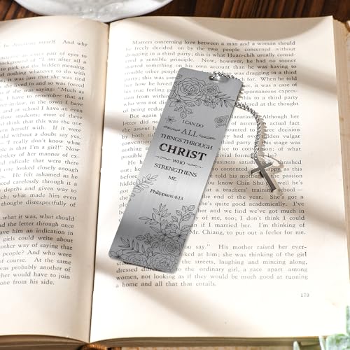 Christian Metal Bookmarks Gifts - 2 Pcs Bible Verse Inspirational Book Marks for Women Religious Cross Plant Unique Page Markers Reading Birthday Student Teacher School Office Accessories - style: Christian Flower