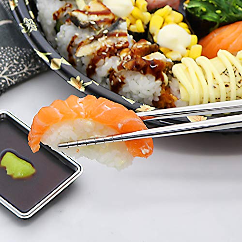 Travel Utensils Set with Case Reusable Portable Cutlery Set Stainless Steel 8pcs Including Dinner Knife Fork Spoon Chopsticks Straws(Silver) - color: Silver