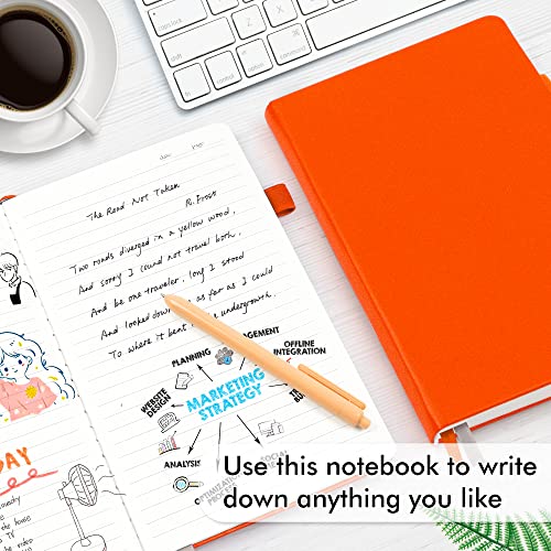 12 Pack Notebooks Journals Bulk with 12 Black Pens, Feela A5 Hardcover Notebook Classic Ruled Journal Set with Pen Holder for School Business Work Travel Writing, 120 GSM, 5.1”x8.3”, Orange - color: 12 Pack orange