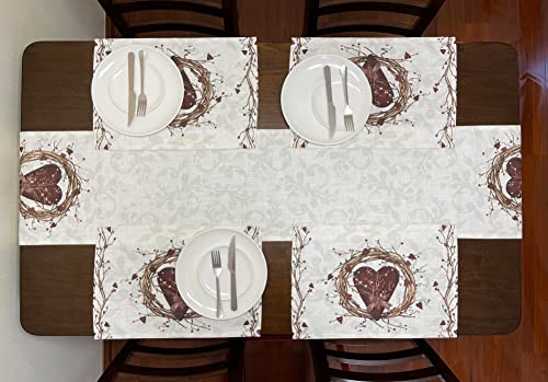 Set of 4 Rustic Country Hearts Placemats 18x13 Inches - color: Heart Placemats