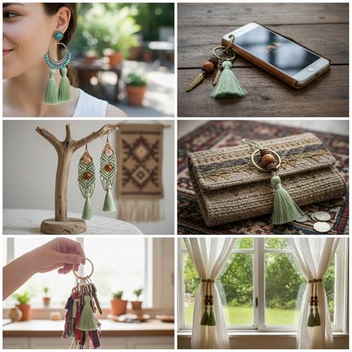 20Pcs 4.3 Inch Silky Mini Craft Tassels for Earrings, Souvenir(Grass Green) - color: Grass Green