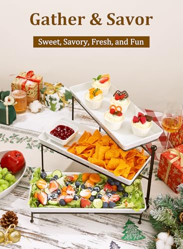 Tiered Serving Tray for Party, 14 Inch Dessert Display Stand, Black - color: Black, size: 13.5 inch