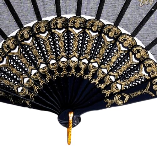 QIRMIZI 30 Pack Folding Handheld Fans,Silk Spanish Fan, Perfect for Weddings, Parties, and Dancing,Black - color: Black, size: 30 PACK