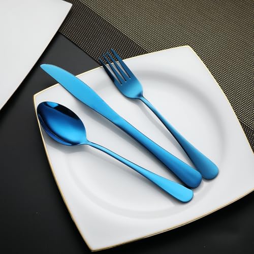 DEVICO Travel Utensils with Case, 5 Piece Portable Silverware Set for Work - color: Blue