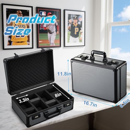 Large Graded Card Storage Box 4-Row with Combo Lock - Sports Trading Cards Case for 150+ Slabs, 540+Toploaders or 1500+ Loose Cards - color: Black 4-Row