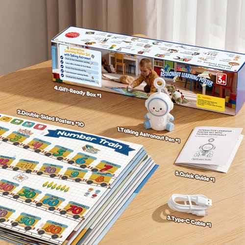 Interactive Learning Posters with Talking Astronaut Pen - color: White, style: Learning poster Set