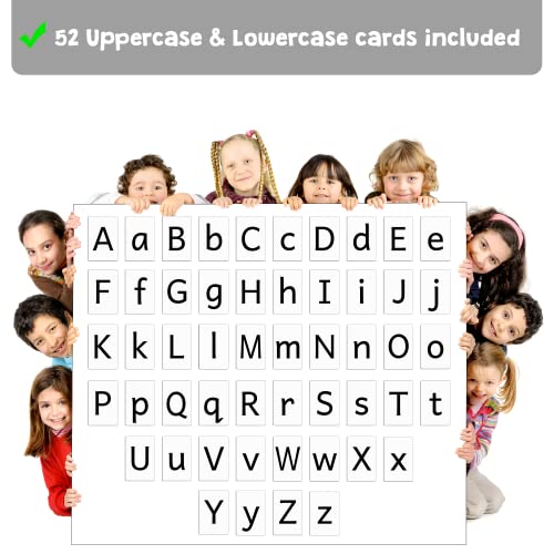 Attractivia Magnetic Big Alphabet ABC Flash Cards - 52 Sturdy Uppercase & Lowercase Large Letters, Black - for Classroom Teachers, Homeschool, ESL, Kids and Adults - style: Black Uppercase & Lowercase