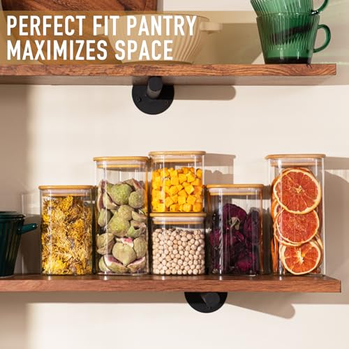 D2scrma 22oz/37oz/50oz Square Glass Storage Containers with Lids 6-Pack - size: 22oz*2/37oz*2/50oz*2