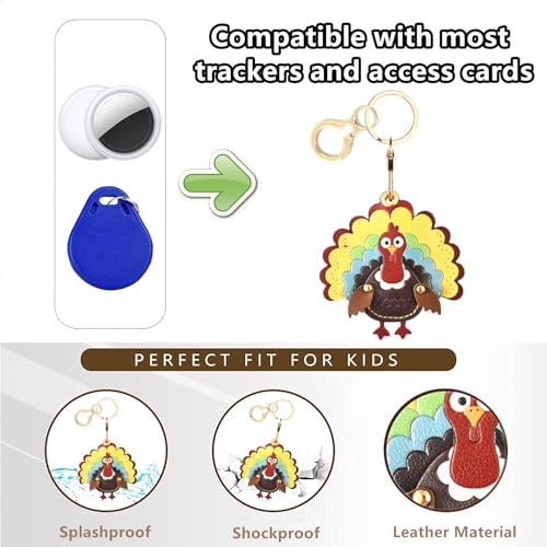 BORKUANA PU Leather Keychain holder Protective Case Compatible with AirTag - color: Turkey D