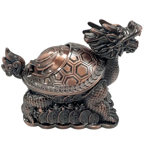 Briskfeel Feng Shui Dragon Turtle Multi Functional Metal Statue Wealth Prosperity Sculpture for Living Room Office Desk Feng Shui Art Best Housewarming Congratulatory GIF (D1 Bronze) - color: D1 Bronze