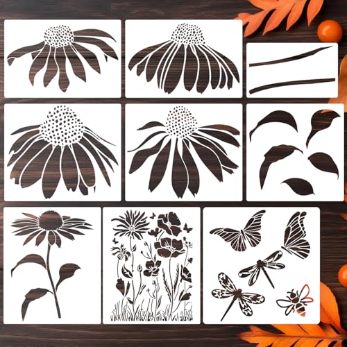 Large Flower Stencils for Painting Cone Flower Stencils for Walls - style: Coneflower