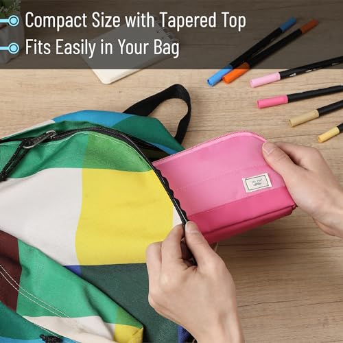 Mr. Pen- Wide-Opening Pencil Case, Triangle Design - color: Pink