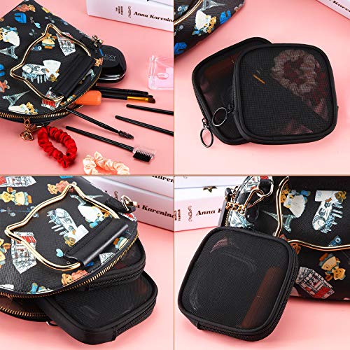 Weewooday 4Pcs Mesh Makeup Bag, Black, Small, Classic - color: Black, size: Small, style: Classic