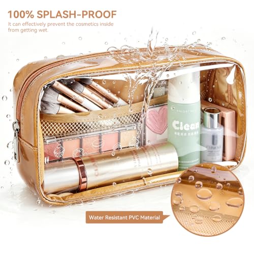 WLLWOO 2pcs Clear Makeup Bag Mini Cosmetic Pouch Travel Toiletry Organizer - color: 2pcs-Brown