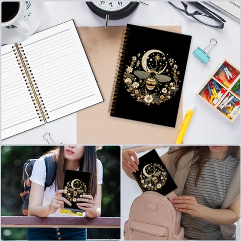 nvucamd Gothic Bee Spiral Notebook, Bees Floral Journal Notebook, Witchy Bee Themed Journaling Notebooks for Women, Gothic Bumble Bees Gifts Office Supplies, 5.5x8.3Inch - color: bee