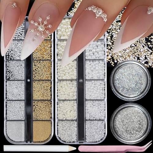 Flatback Nail Art Pearls Nail Charms for Women Nail DIY Design - color: Colorful-02