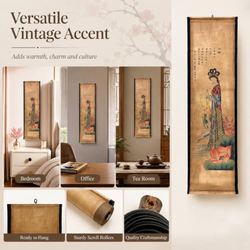Wall Art Poster Prints Painting Paper Scroll Decor Chinese Beauty Lady - color: A1