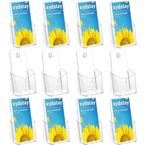 xydstay Acrylic Brochure Holder 4 Inches, Clear Flyer Sign Holder, 12 Pack - size: 4x7