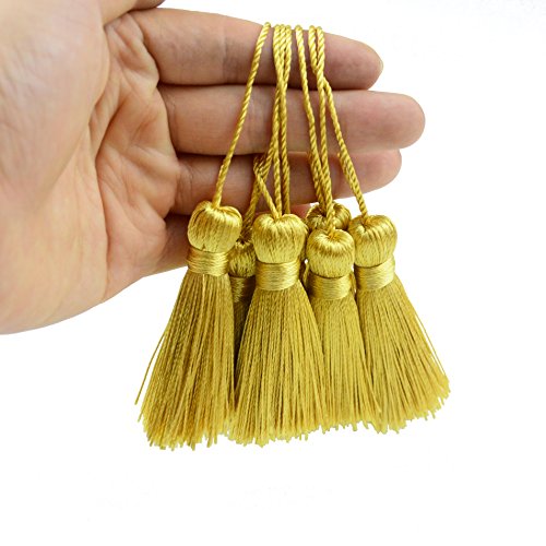 20Pcs 4.3 Inch Silky Mini Craft Tassels for Earrings, Souvenir(Light Gold) - color: Light Gold