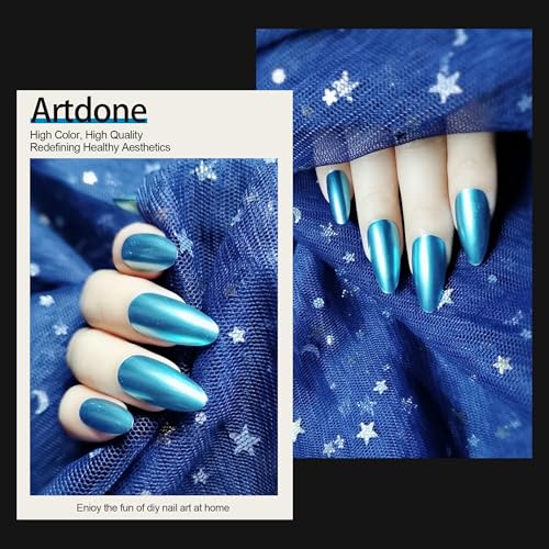 Artdone Chrome Nail Powder, Azure Iridescent Aurora Powder Metallic Mirror Effect Pigment Pearlescent Mermaid Pigment Pearl Glitter Dust Kit, Nail Art Decoration, Resin Craft - color: 1 Jar - Azure
