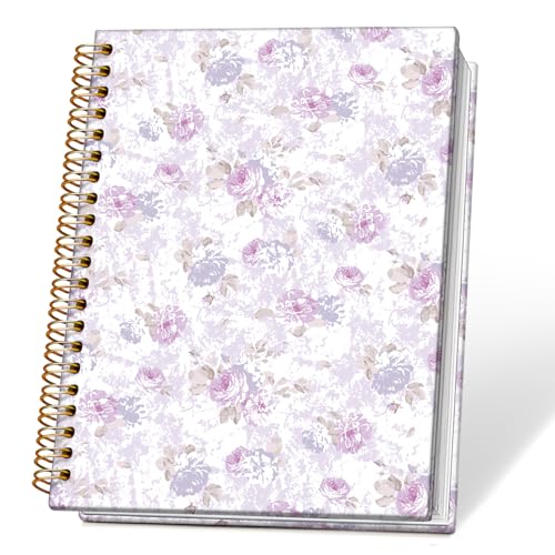 Purple Floral Notebook Journal for Teen Girls & Women, Cute Purple Stuff - Office Supplies, Vintage Pastel Flowers Bible Hardcover Spiral Notebook, 5.5x8.3 Inch - color: 02-coquette Floral(purple)