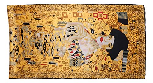 JWSilk Long Charmeuse Silk Scarf Classic Art Print - color: Portrait By Klimt
