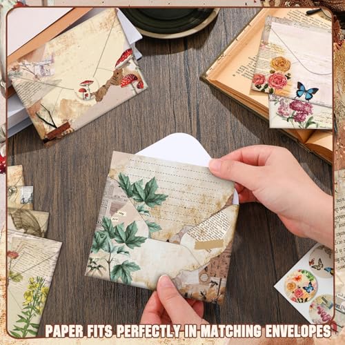TaoBary 160 Pcs Nature Vintage Stationery Paper and Envelopes Set - size: 5.5 x 8.25 Inch, style: Nature Vintage Style